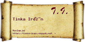 Tinka Irén névjegykártya
